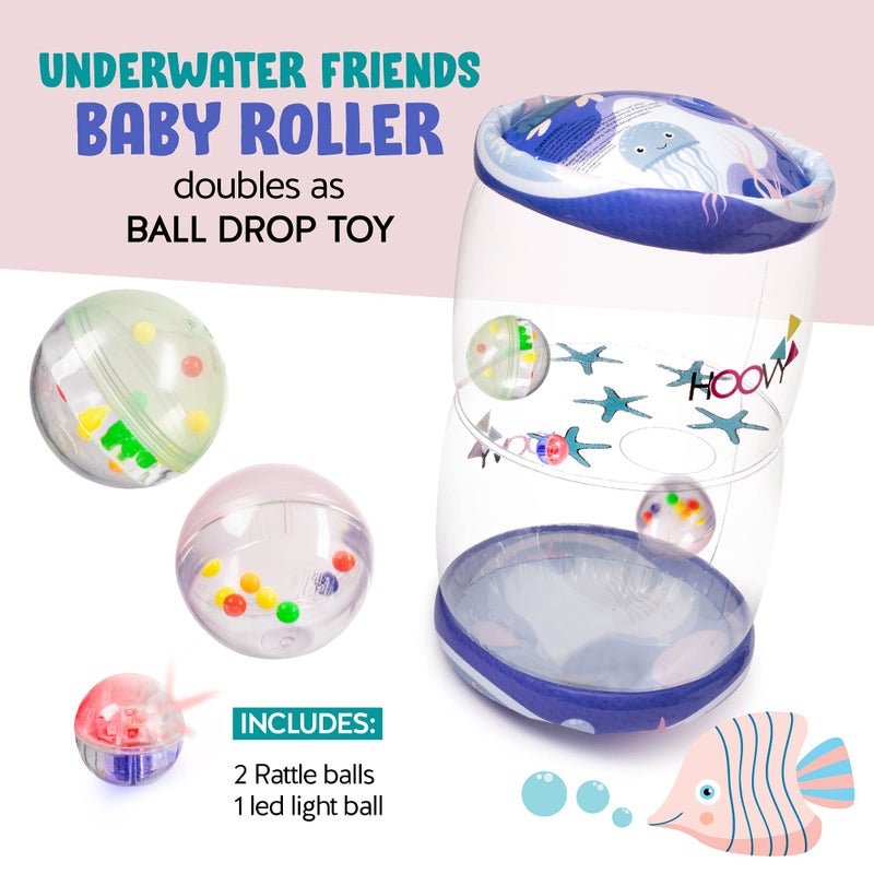Hoovy Infant Crawling Toys For Babies 6-12 Months, Beginner Crawl Along Baby Roller, Drop Maze Tummy Time Activity Center (Sea Animals) - Image 2